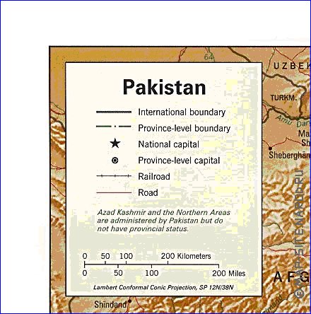 carte de Pakistan en anglais