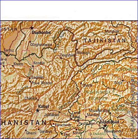 carte de Pakistan en anglais