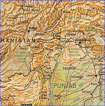 carte de Pakistan en anglais