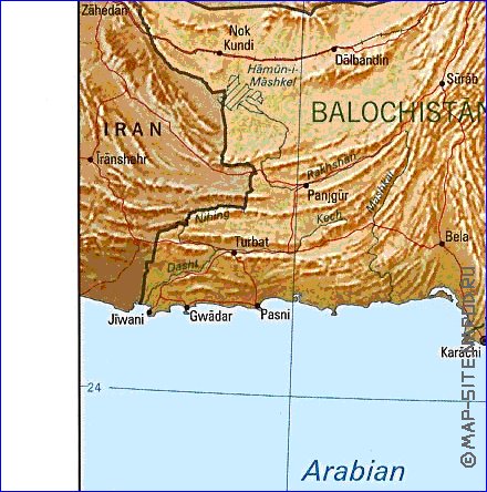 carte de Pakistan en anglais