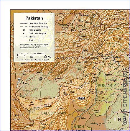 carte de Pakistan en anglais