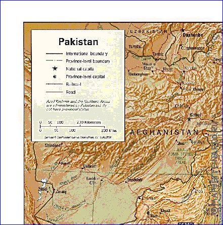 carte de Pakistan en anglais