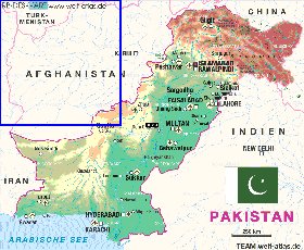 Physique carte de Pakistan