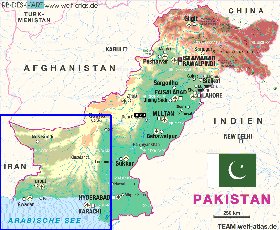 Physique carte de Pakistan