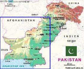 Physique carte de Pakistan