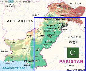 Physique carte de Pakistan