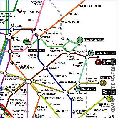 Transporte mapa de Paris