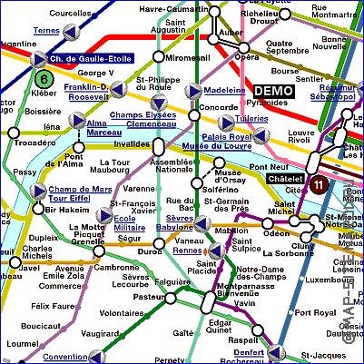 Transporte mapa de Paris