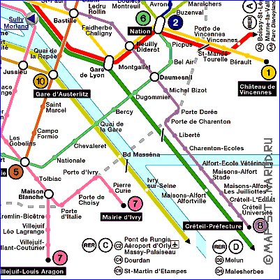 Transporte mapa de Paris