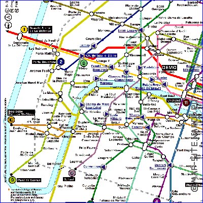 Transporte mapa de Paris