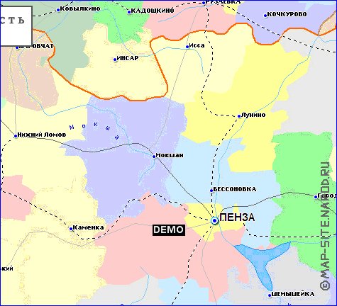 Administrativa mapa de Oblast de Penza