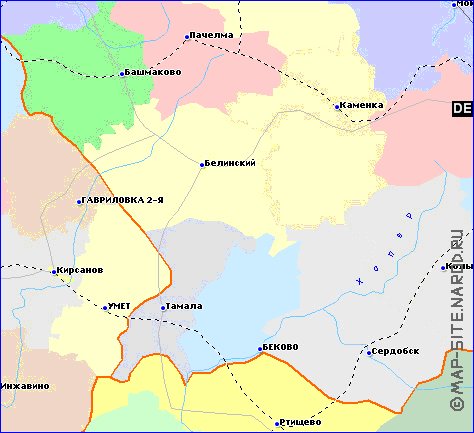 Administratives carte de Oblast de Penza