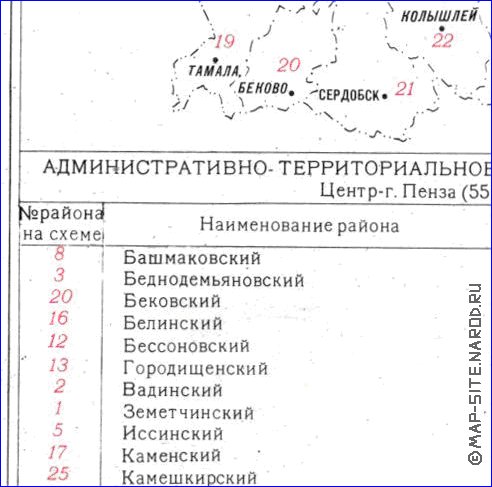 mapa de Oblast de Penza