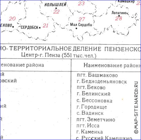 mapa de Oblast de Penza