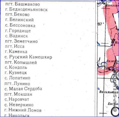 mapa de Oblast de Penza