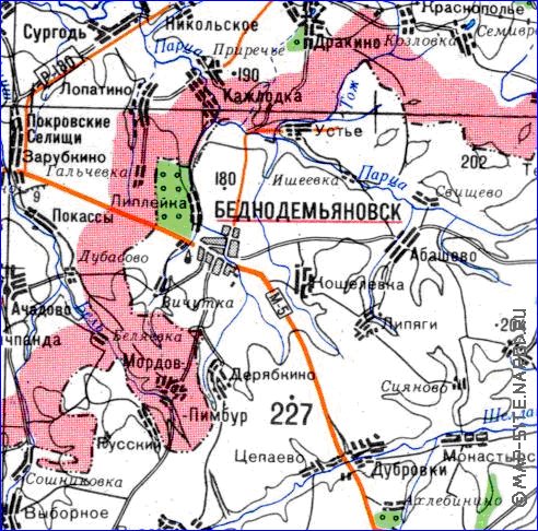 mapa de Oblast de Penza