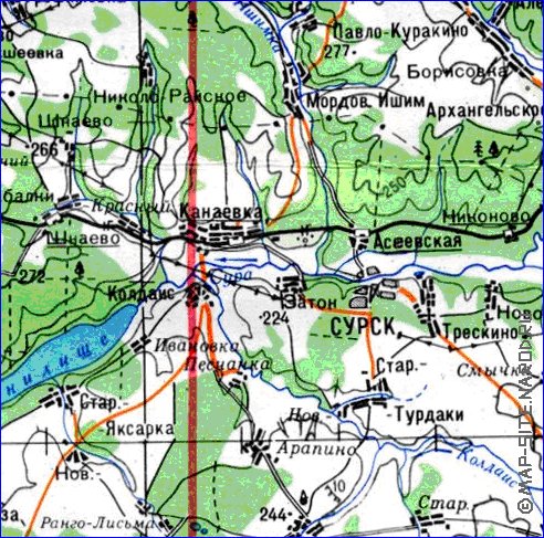 mapa de Oblast de Penza