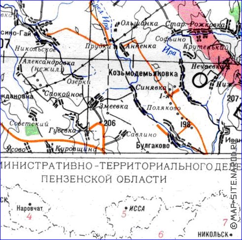 mapa de Oblast de Penza