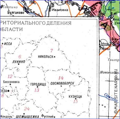 mapa de Oblast de Penza