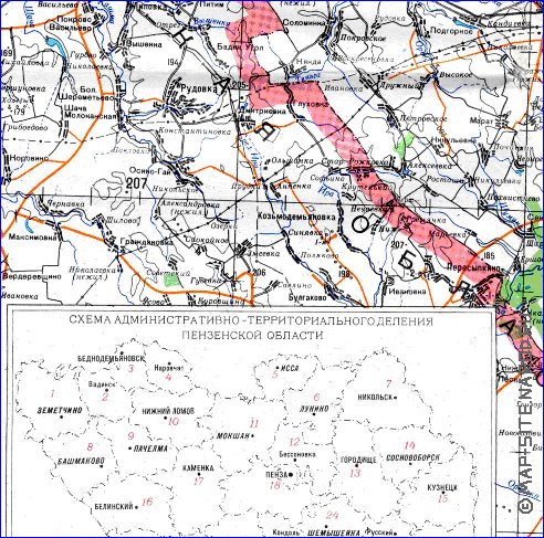 mapa de Oblast de Penza