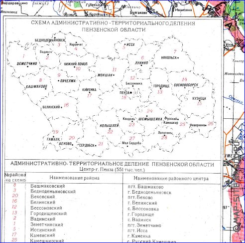 mapa de Oblast de Penza