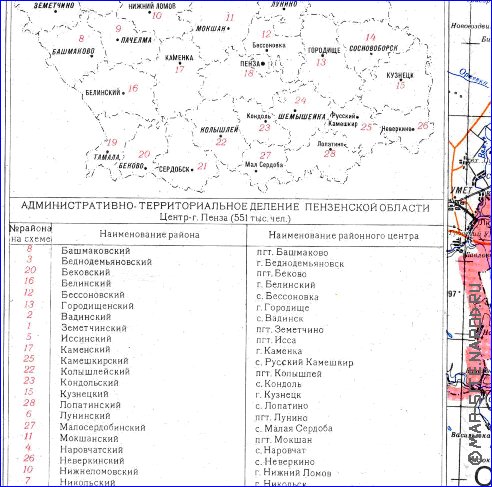 mapa de Oblast de Penza