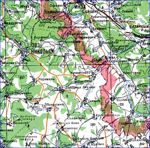 mapa de Oblast de Penza