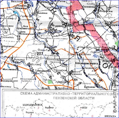 mapa de Oblast de Penza