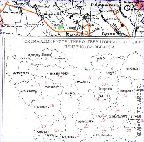 mapa de Oblast de Penza