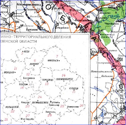 mapa de Oblast de Penza