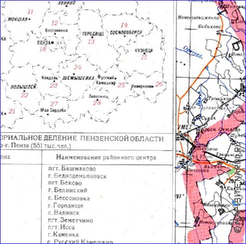 mapa de Oblast de Penza