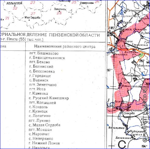 mapa de Oblast de Penza