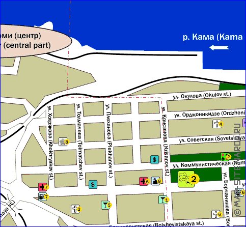 mapa de Perm em ingles