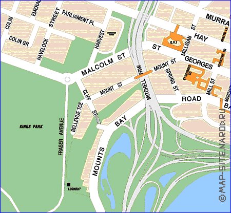 mapa de Perth em ingles