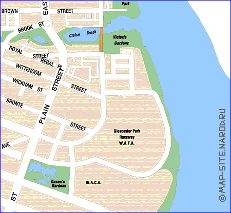 mapa de Perth em ingles