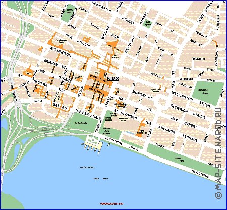 mapa de Perth em ingles