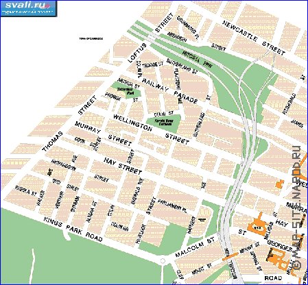 mapa de Perth em ingles