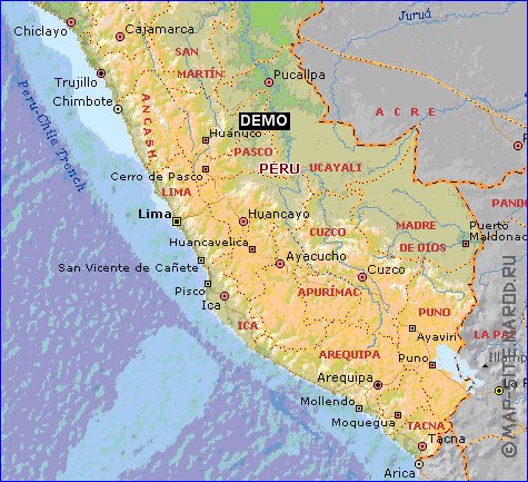 Administrativa mapa de Peru em ingles