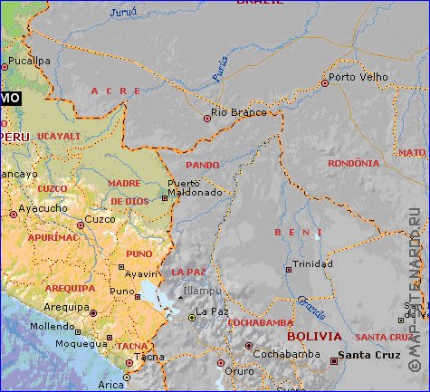 Administrativa mapa de Peru em ingles