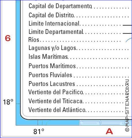 Administratives carte de Perou en espagnol