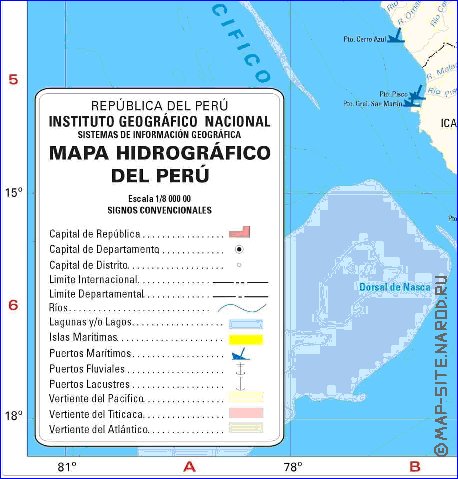 Administratives carte de Perou en espagnol