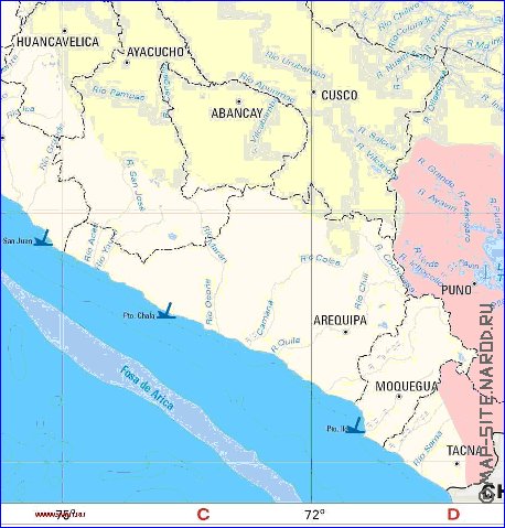 Administratives carte de Perou en espagnol