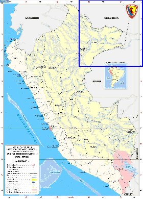 Administratives carte de Perou en espagnol