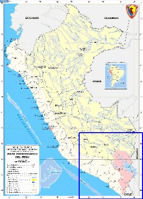 Administratives carte de Perou en espagnol