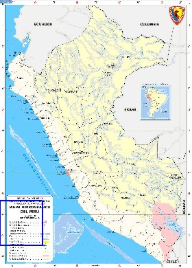 Administratives carte de Perou en espagnol
