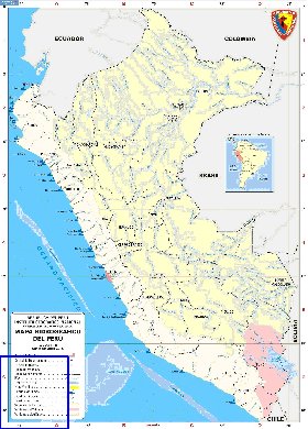 Administratives carte de Perou en espagnol