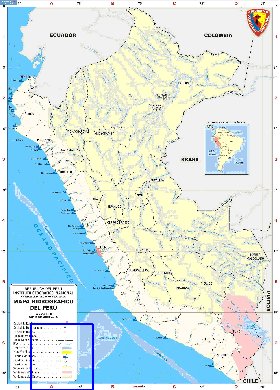 Administratives carte de Perou en espagnol