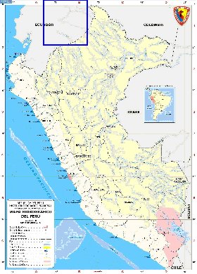 Administratives carte de Perou en espagnol