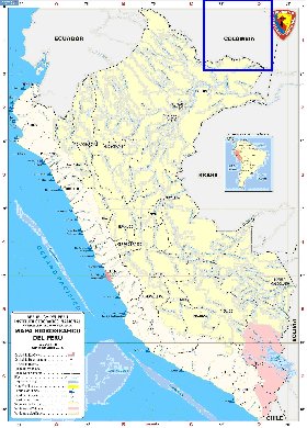Administratives carte de Perou en espagnol