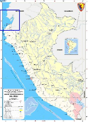 Administratives carte de Perou en espagnol